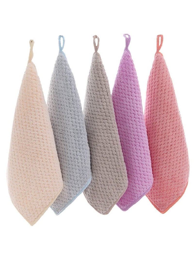 SYOSI 5-Piece Hand Towel With Loop Soft Fast Drying Hand Towel For Kitchen Square Thin Hanging Hand Towels With Hanging Small Dry Hand Towels For Kitchen Bathroom - Image 1