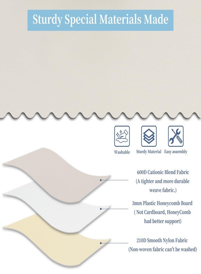 إيه إم جيه صندوق تخزين AMJ بغطاء - سلة قماشية قابلة للطي للخزانة/الملابس - مكعب تخزين بيج بمقبض - منظم موفر للمساحة، بيج، قطعة واحدة - Image 3