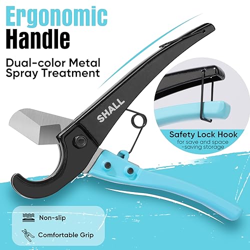 SHALL PEX Pipe Cutter, Cuts up to 1-3/8’’, Fast Tubing Cutter for PEX, Plastic Hoses, PVC, CPVC, PP-R, PE (Thin), etc., Aluminum Alloy Pipe Cutting Tool with Stainless Steel Blade for Clean Cut - Image 4