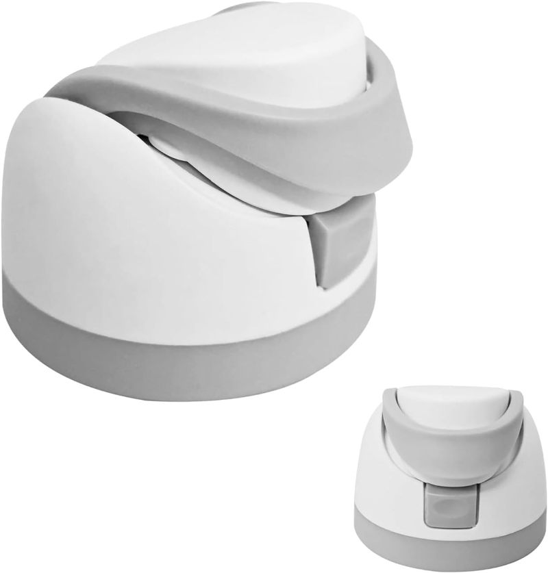 Thermos cup lid, sealed leak-proof plastic double drinking lid, outdoor portable handle fruit cup lid, white - Image 1