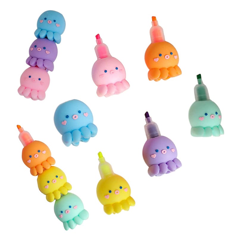 MBVBN 6 PCS Colorful Octopus Shaped Highlighter, Pastel Highlighter Set Cute Silicone Octopus Highlighter Pens for Adults Kids Students Writing Graffiti School Office Supplies - Image 1