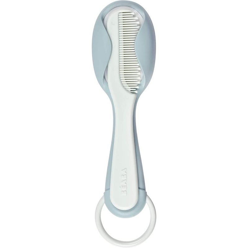 Baba Beaba Brush & Comb Set - Baby Grooming Kit with Soft Bristle, Ergonomic Handles, Easy Grip, For Infants to Toddlers, Green Blue, 0m+ - Image 1