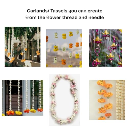 The Decor Cycle Thread and Needle Used for Art and Craft Flower Decoration, Garland Making, Tying Items, 2 Needles Each 22cms Long Needle, 1 White Thread - Image 5