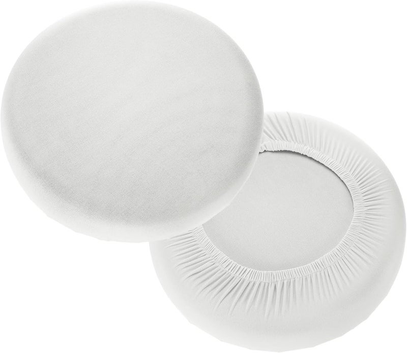 uxcell 2 Pack Stool Covers Round, 11-15 Inch Bar Stool Covers Washable Dustproof Slipcover Seat Cushion with Elastic for Bar Kitchen Living Room Decor, White - Image 1