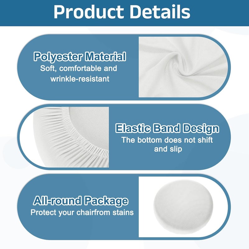 uxcell 2 Pack Stool Covers Round, 11-15 Inch Bar Stool Covers Washable Dustproof Slipcover Seat Cushion with Elastic for Bar Kitchen Living Room Decor, White - Image 4