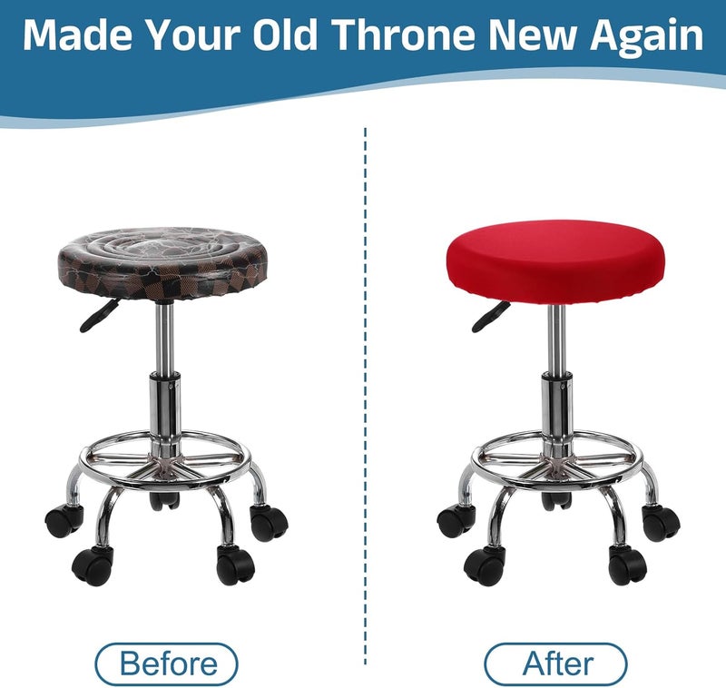 uxcell 2 Pack Stool Covers Round, 11-15 Inch Bar Stool Covers Washable Dustproof Slipcover Seat Cushion with Elastic for Bar Kitchen Living Room Decor, White - Image 3