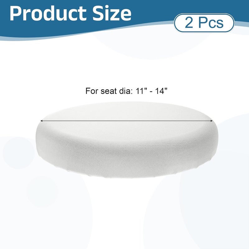 uxcell 2 Pack Stool Covers Round, 11-15 Inch Bar Stool Covers Washable Dustproof Slipcover Seat Cushion with Elastic for Bar Kitchen Living Room Decor, White - Image 2