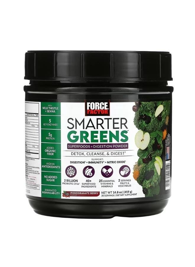 فوريس فاكتور Smarter Greens Superfoods  Digestion Powder Pomegranate Berry 14.8 oz 419 g - Image 1