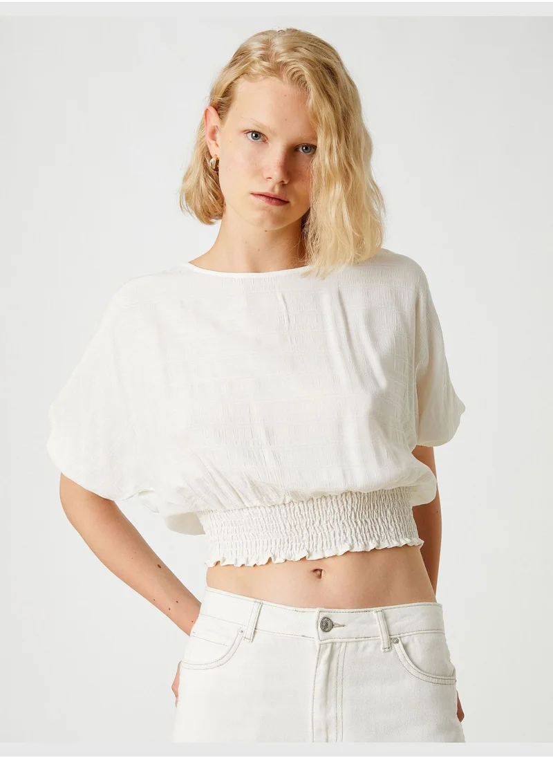 كوتون Crop Blouse Elastic Waist