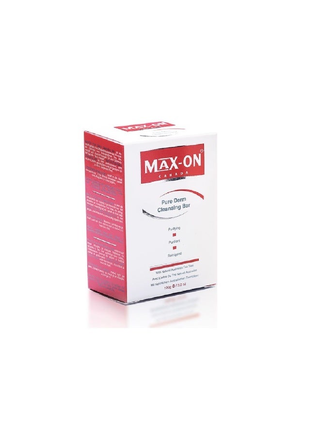 MAX-ON Pure Derm Cleansing Bar 4.06 Oz, 120 G