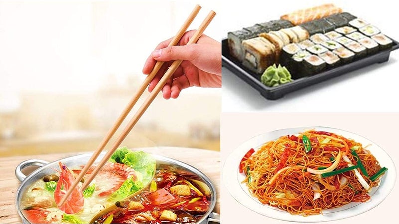 ikis 5 Pairs Natural Bamboo Cooking Chopsticks SquareHead HotPot Chopsticks Serving Chopsticks Cooking Wooden Chopsticks EcoFriendly and Reusable Sushi Frying Cooking Noodle Chopsticks