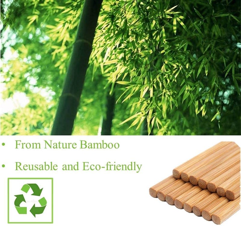 ikis 5 Pairs Natural Bamboo Cooking Chopsticks SquareHead HotPot Chopsticks Serving Chopsticks Cooking Wooden Chopsticks EcoFriendly and Reusable Sushi Frying Cooking Noodle Chopsticks