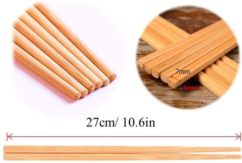 ikis 5 Pairs Natural Bamboo Cooking Chopsticks SquareHead HotPot Chopsticks Serving Chopsticks Cooking Wooden Chopsticks EcoFriendly and Reusable Sushi Frying Cooking Noodle Chopsticks