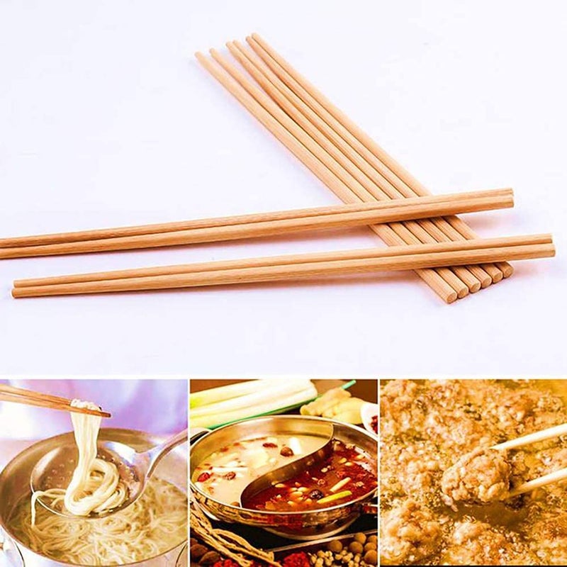 ikis 5 Pairs Natural Bamboo Cooking Chopsticks SquareHead HotPot Chopsticks Serving Chopsticks Cooking Wooden Chopsticks EcoFriendly and Reusable Sushi Frying Cooking Noodle Chopsticks