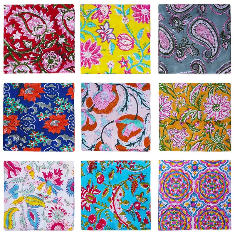 DIYANA IMPEX DIYANAIMPEX 10 Pc Cotton Cloth Napkins Hand Block Print Hand Made Size 16x16 Inch Printed Home Decor Indian Eco Friendly Mix Lot Dinner Napkins (Multicolour) - Image 1