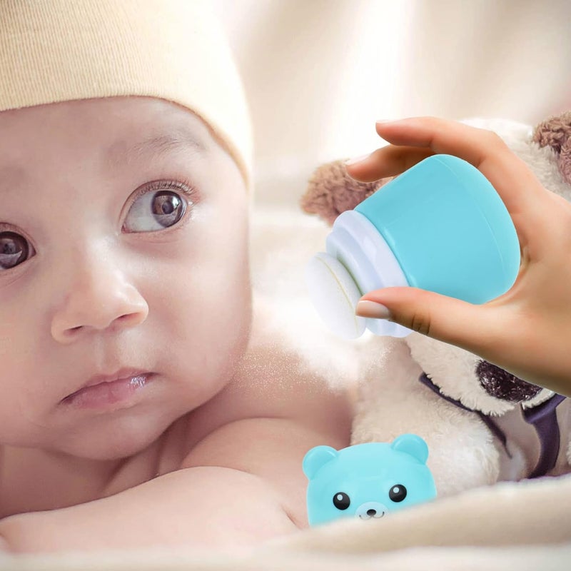 OSALADI Baby Powder Bottle Cartoon Bear Powder Puff Box Infant Loose Powder Box with Puff Talcum Powder Container Portable Powder Dispenser for Kids Blue - Image 4