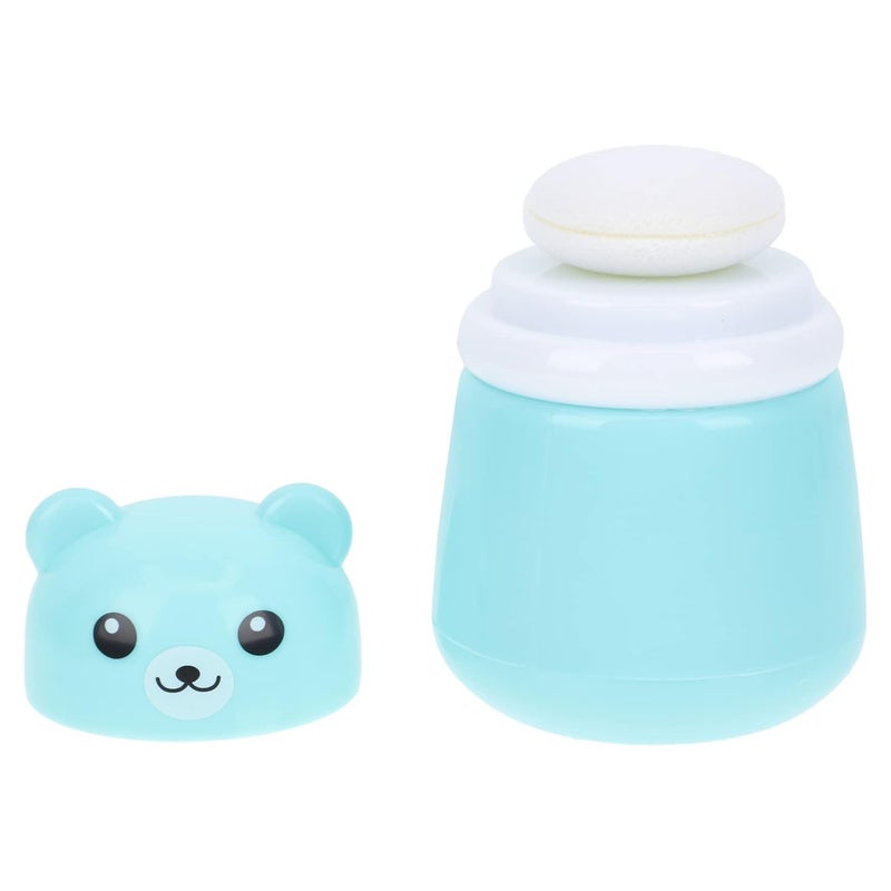 OSALADI Baby Powder Bottle Cartoon Bear Powder Puff Box Infant Loose Powder Box with Puff Talcum Powder Container Portable Powder Dispenser for Kids Blue - Image 1