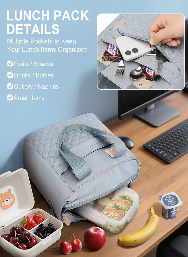 Capolo Insulated Lunch Box for Women & Men - Large Thermal Lunch Bag Women with Removable Shoulder Strap, Reusable Lunch Cooler Tote Bags Purse for Adults Work, Picnic, Hiking, Beach, Travel, Medium，Blue - Image 4