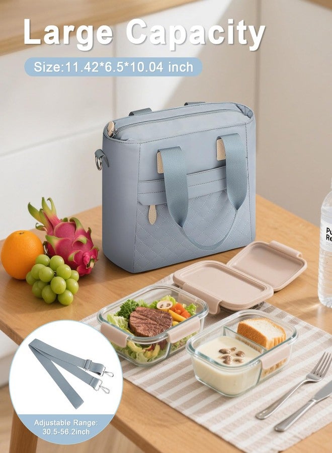 Capolo Insulated Lunch Box for Women & Men - Large Thermal Lunch Bag Women with Removable Shoulder Strap, Reusable Lunch Cooler Tote Bags Purse for Adults Work, Picnic, Hiking, Beach, Travel, Medium，Blue - Image 5