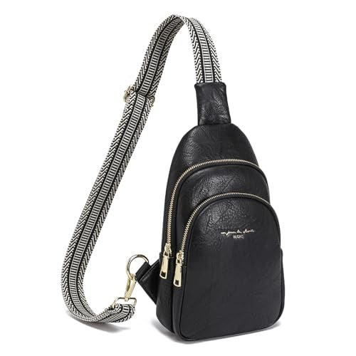 INICAT Crossbody Sling Bags Travel Cross Body Purses Faux Leather Fanny Packs Chest Bag for Women(Black) - Image 1