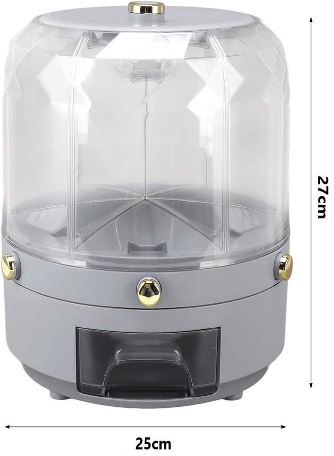 Niyam 6-Compartment Dry Food Cereal Dispenser Food Storage Containers for Kitchen Small Grains Beans Rice Dispenser Rotating Dispenser Storage Container (Grey) - Image 3