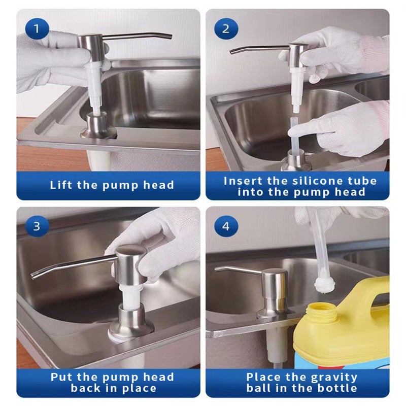 Flyhigter Soap Dispenser Extension Tube Kit - 39.3" Under Sink Upgrade with Check Valve, Powerful Suction, Universal Fit for Kitchen Sink Dispenser to Use Large Bottles, No More Refills - Image 3