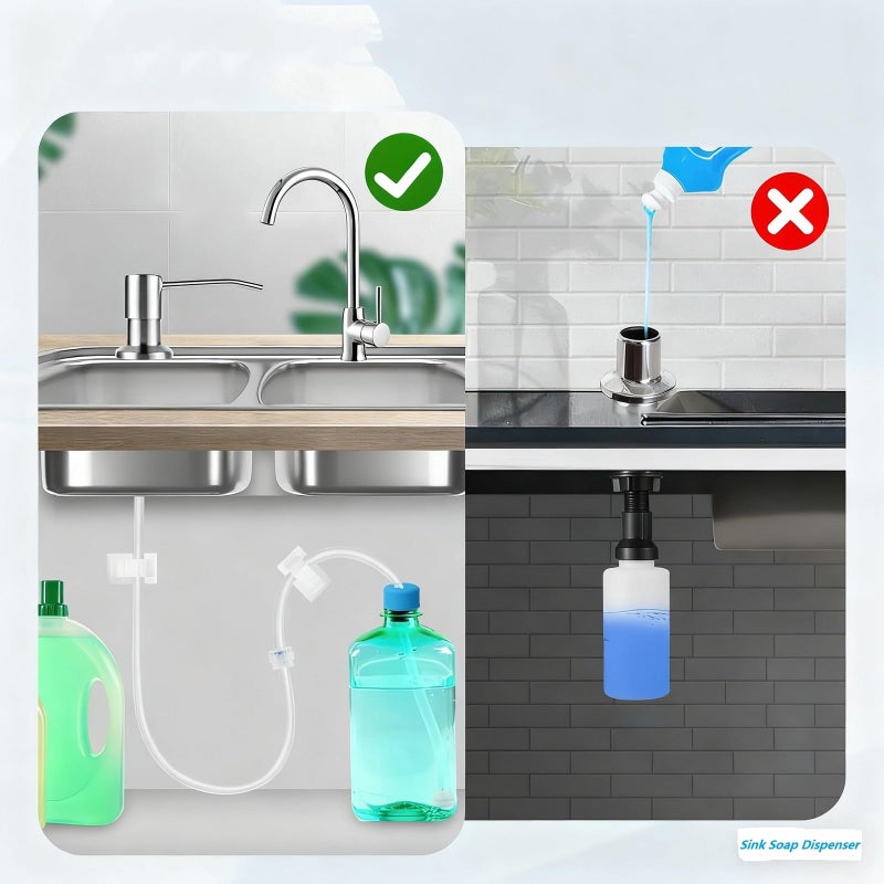 Flyhigter Soap Dispenser Extension Tube Kit - 39.3" Under Sink Upgrade with Check Valve, Powerful Suction, Universal Fit for Kitchen Sink Dispenser to Use Large Bottles, No More Refills - Image 2