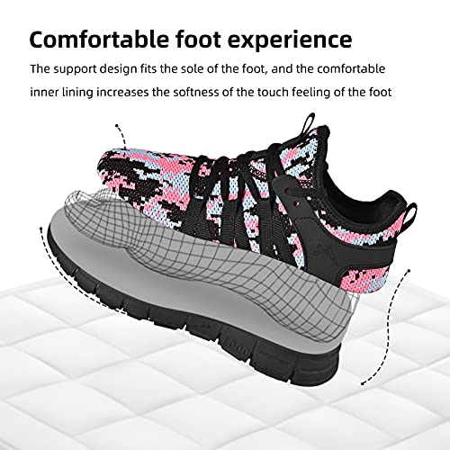 AOE Womens Walking Running Shoes Ultra Lightweight Breathable Mesh Tennis Shoes Non Slip Athletic Workout Gym Sneakers 8.5women / 7.5men Camouflage Black - Image 3