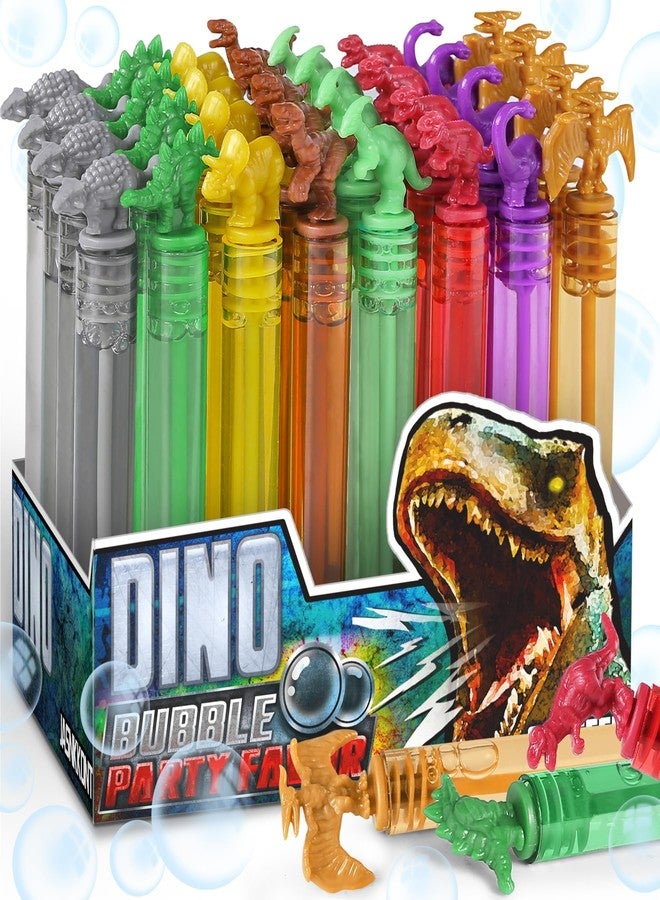 MAPIXO Dinosaur Bubbles Wands Bulk for Kids, Dino Birthday Decoration, 32 Pack Mini Bubble Party Favors for Jurassic, Pinata Stuffer, Goody Bag Filler, Classroom Prizes Treasure Box, Outdoor Toys for Toddler - Image 1