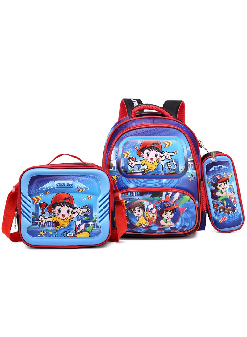 Stargold Baby Backpack 3Pcs Combo For Baby Boy With Adjustable Strap For School 14 Inch 