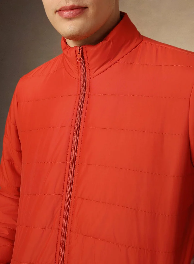 Dennis Lingo Men's Rust 100% Polyester Solid Padded Regular Fit Jacket