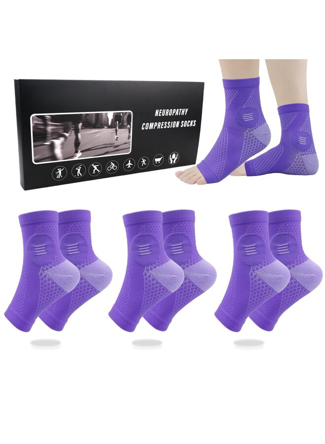 3 PCS Socks for Women Men, Ankle Sleeves Protection Elastic Socks,Soothe Socks for Neuropathy Pain,Anti Fatigue Compression Foot Sleeve Brace Socks L - Image 1