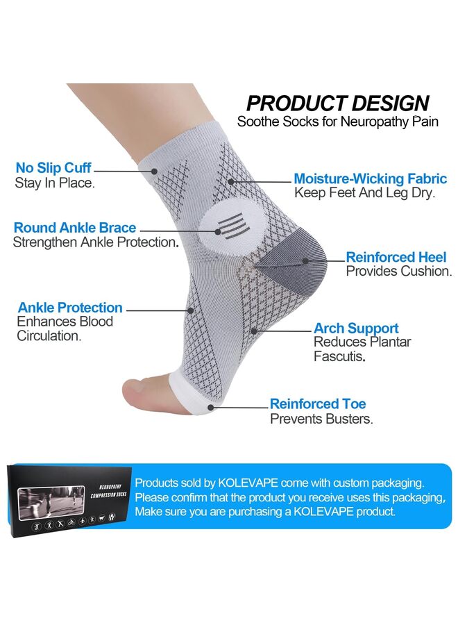 3 PCS Socks for Women Men, Ankle Sleeves Protection Elastic Socks,Soothe Socks for Neuropathy Pain,Anti Fatigue Compression Foot Sleeve Brace Socks L - Image 2