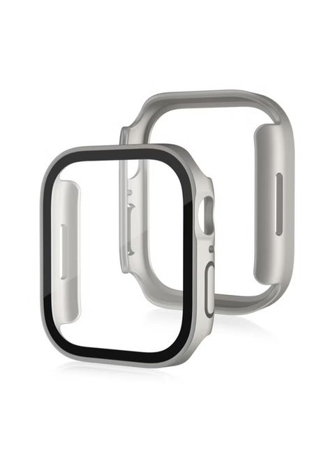 Hard PC Case for Apple Watch Case 45mm Series 8/ 7/9 with Tempered Glass Screen Protector, Full Hard Ultra-Thin Scratch Resistant Bumper Protective Cover 45MM