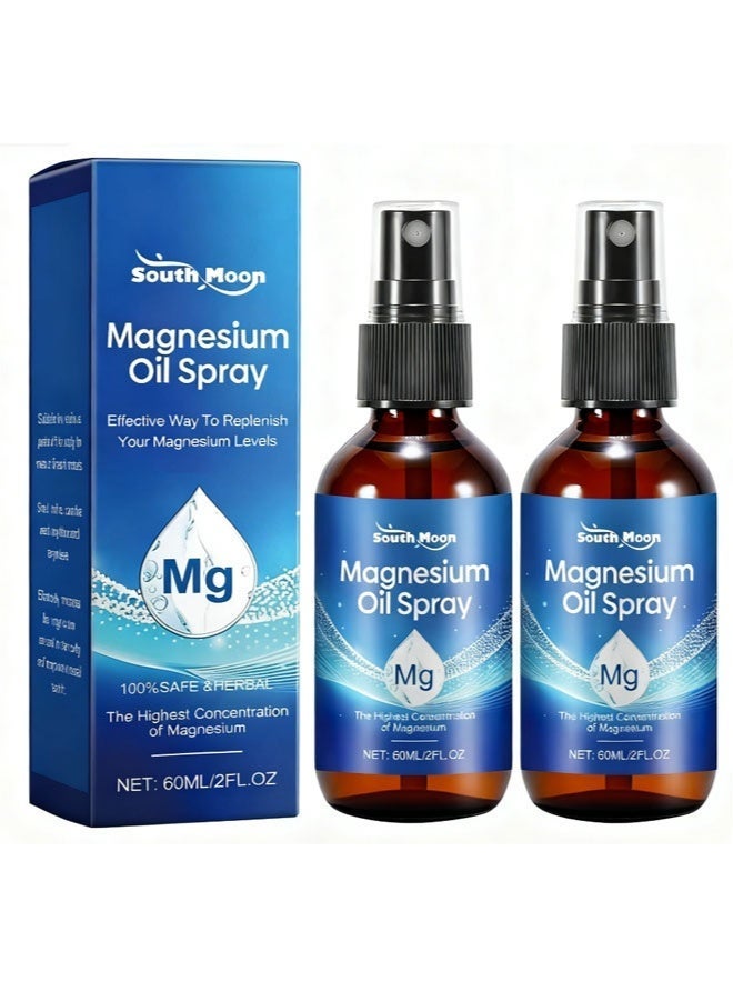 Pure Magnesium Oil Spray 2 Pack, Organic Magnesium Spray for Feet, Topical Glass Bottle, Non GMO Body Spray 100% Natural & Easy to Absorb - Image 1