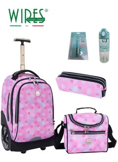 Wires 3 Piece Kids School Trolley Bag laptop compartment Big Wheels With Lunch bag & Pencil Case  - Image 1