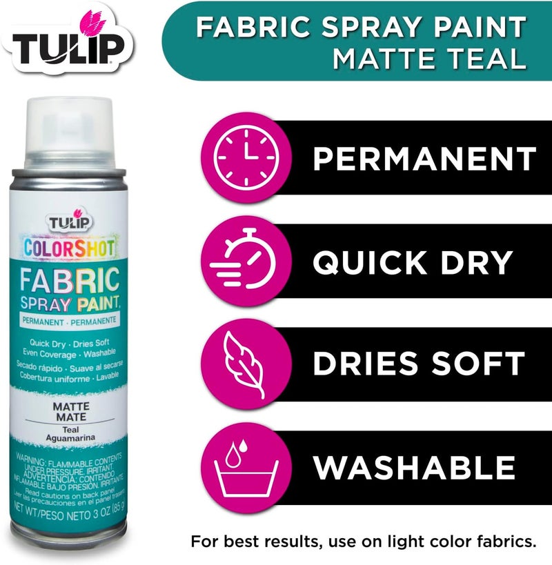 Tulip ColorShot Instant Fabric Color Spray Paint 3oz - Teal - Image 4