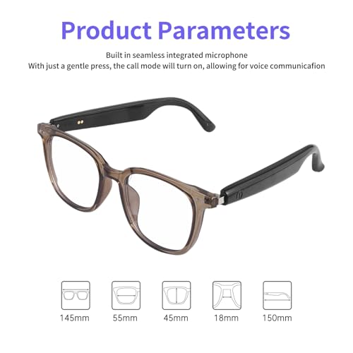 Tulbeys Smart Glasses for Women Men, Bluetooth Glasses with Photochromic Lenses Touch Control Voice Assistant for Clear Audio Remote Photography, Transparent frame and white legs, Perfect for Indoor Outdoor - Image 3