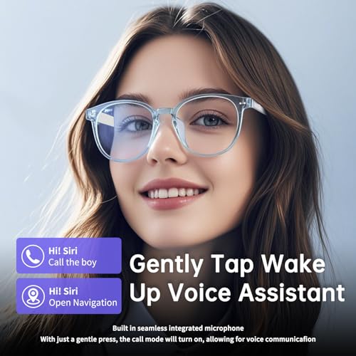 Tulbeys Smart Glasses for Women Men, Bluetooth Glasses with Photochromic Lenses Touch Control Voice Assistant for Clear Audio Remote Photography, Transparent frame and white legs, Perfect for Indoor Outdoor - Image 2