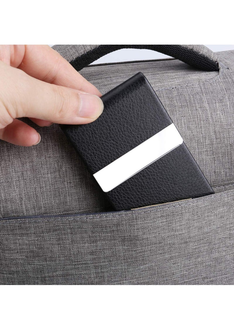 Bukela Business Card Holder Case, Black Fashion Professional PU Leather Business Card Carrier, Luxury Metal Name Card Holder with Magnetic Shut, Wallet Credit Card ID Case for Men & Women Best Gift  - Image 5