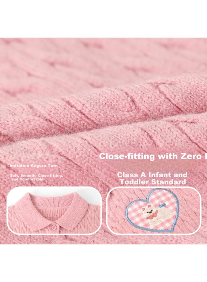 Luson Little O Dad Baby Girls' Sweater Cardigan Autumn New Baby Knitted Warm Stylish Jacket - Image 3