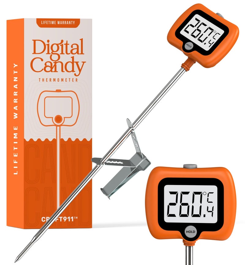 Craft911 Digital Candy Thermometer with Pot Clip, 10" Long Stainless Steel Probe, Instant Read Kitchen Thermometer for Cooking, Baking, and Candy Making - Image 1