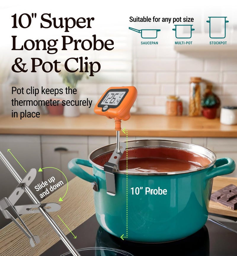 Craft911 Digital Candy Thermometer with Pot Clip, 10" Long Stainless Steel Probe, Instant Read Kitchen Thermometer for Cooking, Baking, and Candy Making - Image 5