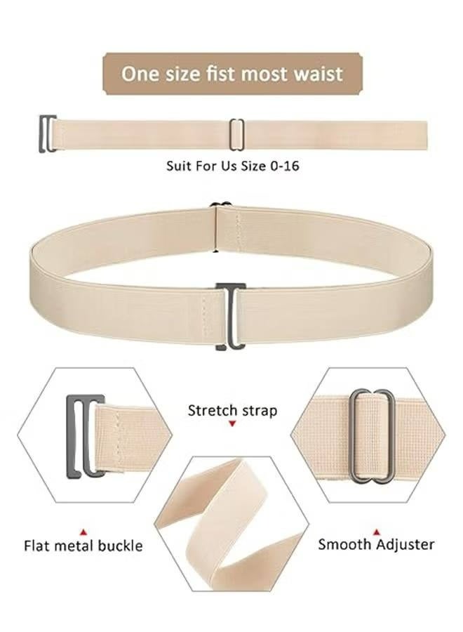 4Pcs Women Elastic Stretch Belts, Men No Buckle Elastic Waist Belt, Invisible Belts with Flat Buckle for Jeans Pants Dresses, No Bulge - Image 4