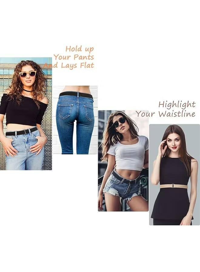 4Pcs Women Elastic Stretch Belts, Men No Buckle Elastic Waist Belt, Invisible Belts with Flat Buckle for Jeans Pants Dresses, No Bulge - Image 5