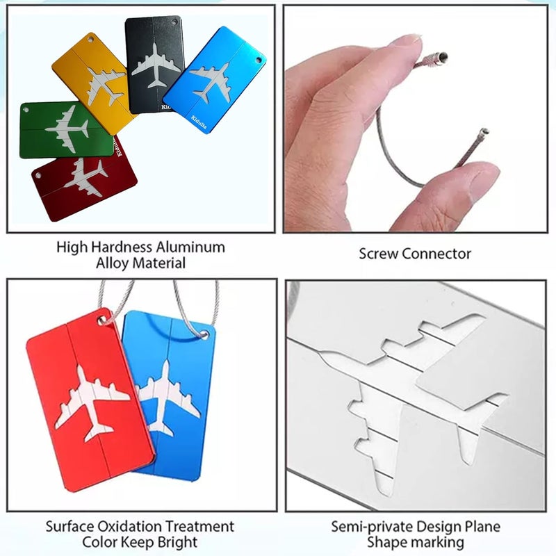 Kidultz (Set of 5) Aluminum Alloy Metallic Luggage Tags Handle Wraps with Stainless Loop Anti-Break for Travel Identification Suitcase Bag Tag, School & Office Bags - (Orange) - Image 4