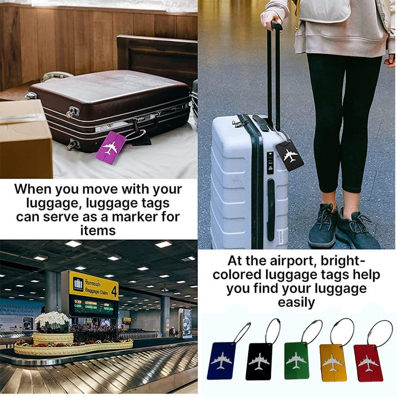 Kidultz (Set of 5) Aluminum Alloy Metallic Luggage Tags Handle Wraps with Stainless Loop Anti-Break for Travel Identification Suitcase Bag Tag, School & Office Bags - (Orange) - Image 5