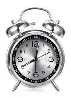 Arabest Loud Alarm Clock for Heavy Sleepers Adults, Retro 4 Inch Silent Non-Ticking Quartz with Backlight,Twin Bell Analog Kids Alarm Clocks for Bedrooms Bedside (Grey)  - Image 1