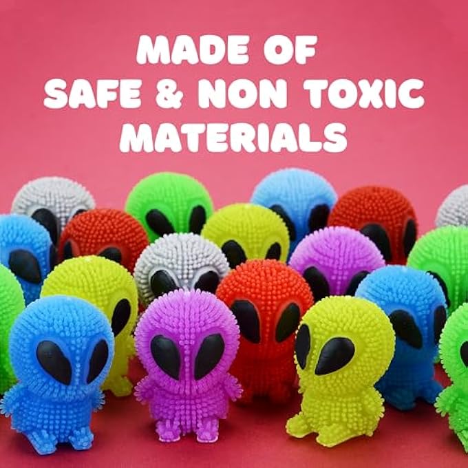 Entervending Alien Toys for Kids - 1.75 Inch Alien Toys for Kids - Funny Squishy Toys for Party Favors, Goody Bags, Classroom Prizes - Mini Puffer Ball - Pack of 12 - Easter Basket Stuffers - Image 3