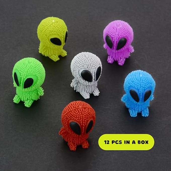 Entervending Alien Toys for Kids - 1.75 Inch Alien Toys for Kids - Funny Squishy Toys for Party Favors, Goody Bags, Classroom Prizes - Mini Puffer Ball - Pack of 12 - Easter Basket Stuffers - Image 2